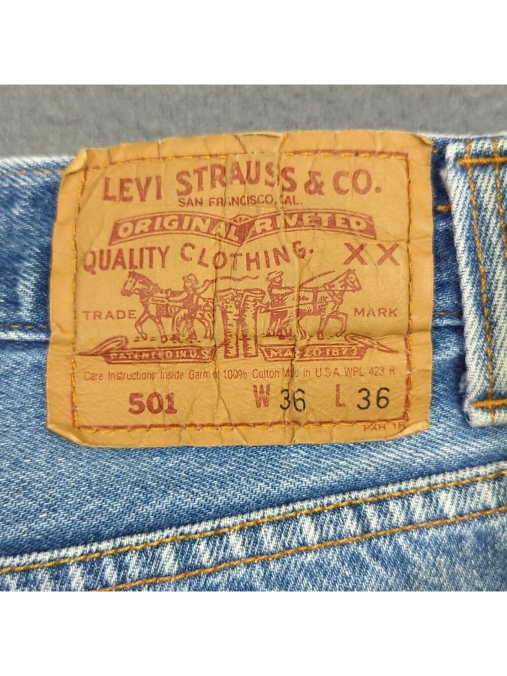 Levi's Vtg Jeans Mens 36x36 Fits 33x31 Blue 501 Straight Button Fly USA Made 90s